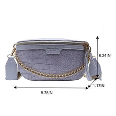 Women Leather Bag High Waist Bag Thick Chain Shoulder Crossbody Chest Bag
