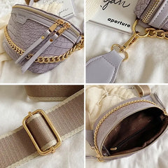 Women Leather Bag High Waist Bag Thick Chain Shoulder Crossbody Chest Bag