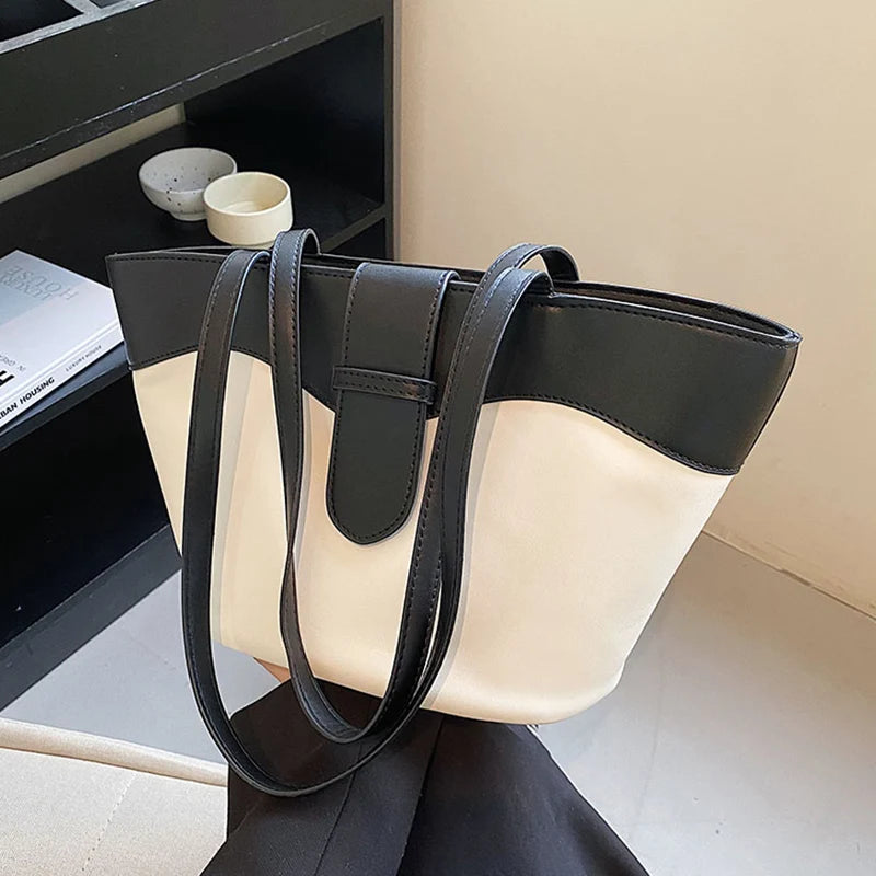 Women Leather Handbag Shoulder Bag Large Totes Solid Composite Bags