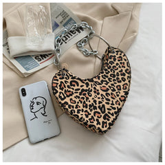 Leopard Heart Handbag Shoulder Bag Lady Girl Gift