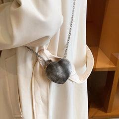 Women Peach Heart Evening Clutch Handbag Chain Shoulder Bag Wedding Wallet