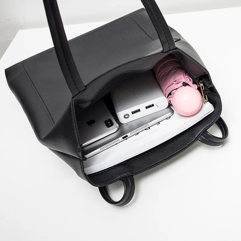 Women Shoulder Bag Soft Leather Handbag High Bucket Female Bag