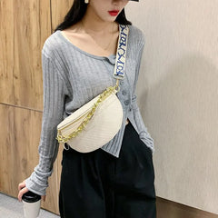 Women Shoulder Bag High Waist Bag Thick chain Shoulder Crossbody Chest Bag