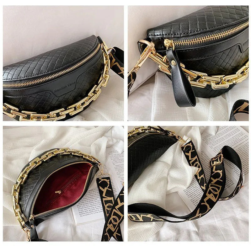 Women Shoulder Bag High Waist Bag Thick chain Shoulder Crossbody Chest Bag