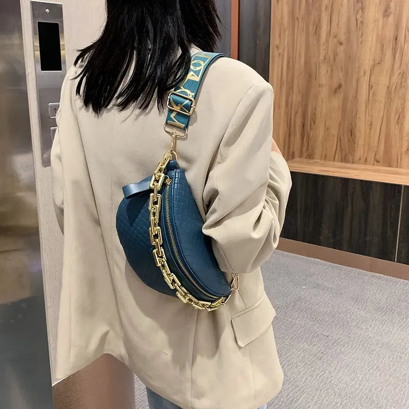 Women Shoulder Bag High Waist Bag Thick chain Shoulder Crossbody Chest Bag