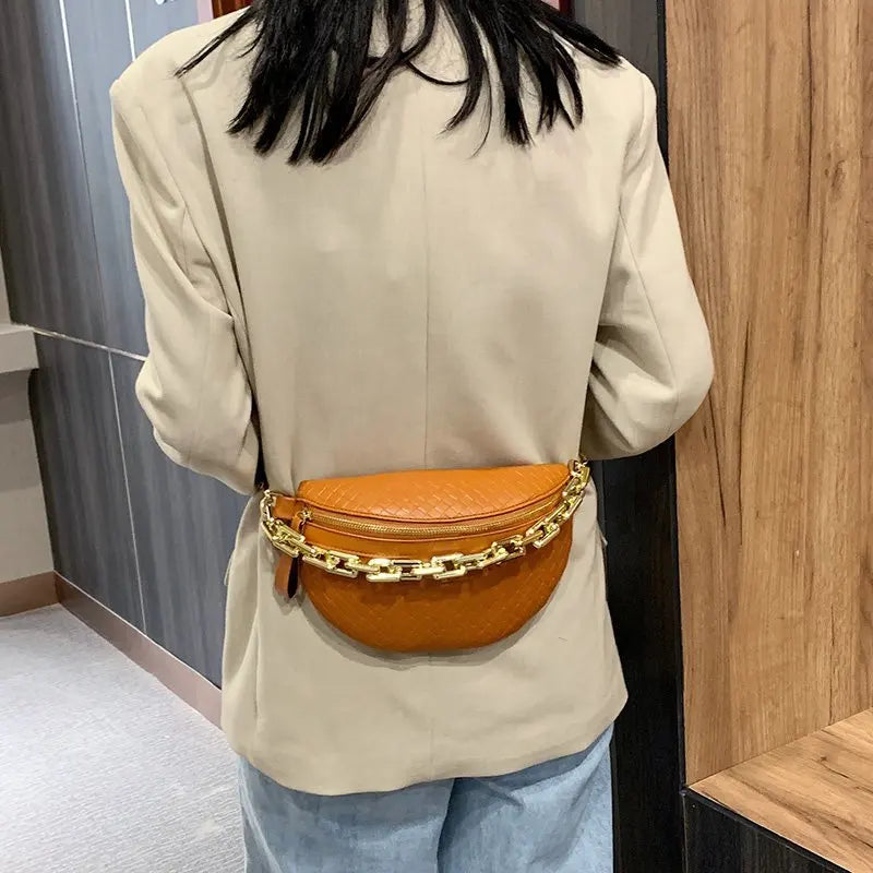 Women Shoulder Bag High Waist Bag Thick chain Shoulder Crossbody Chest Bag