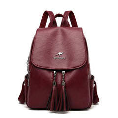 Women Tassel Backpacks Soft Leather Travel Shoulder Bags For Girls KL1155