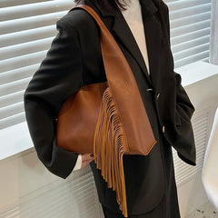 Women Tassel Bucket Bags Small Tote Shoulder Bags