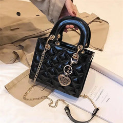 Patent Leather Tote Bag Chain Handle Crossbody Shoulder Bag