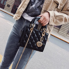 Patent Leather Tote Bag Chain Handle Crossbody Shoulder Bag