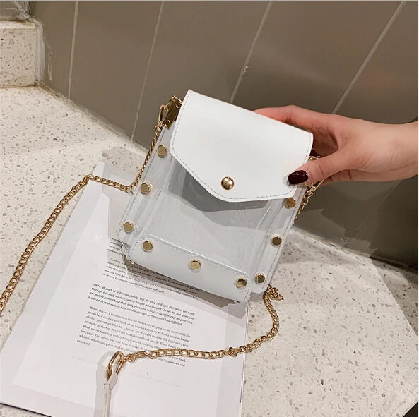 Women Transparent Handbag Beach Bag PU Jelly Purse Clutch Tote Ladies Handbags