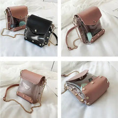 Women Transparent Handbag Beach Bag PU Jelly Purse Clutch Tote Ladies Handbags