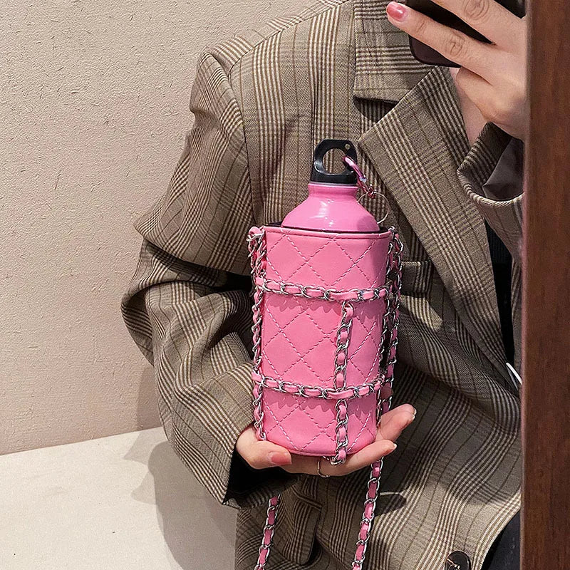 Women Water Bottle Pouch Shoulder Bag Mini Purse Clutch
