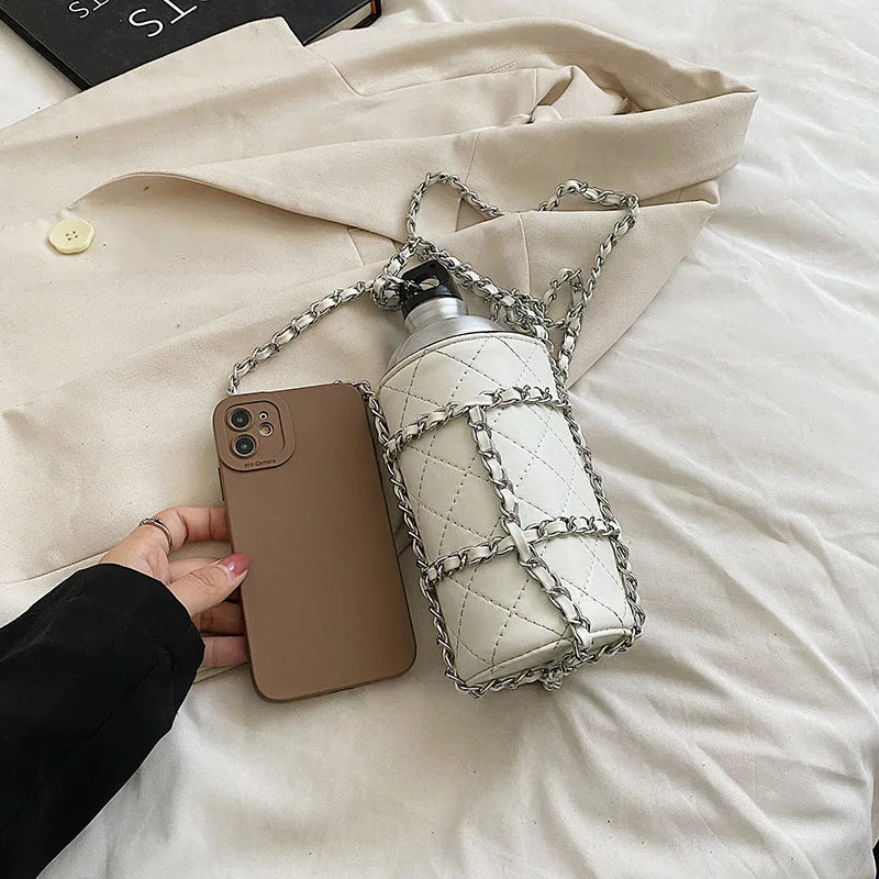 Women Water Bottle Pouch Shoulder Bag Mini Purse Clutch