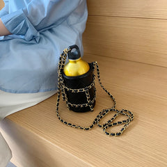 Women Water Bottle Pouch Totes Chain Shoulder Bag Bike Mini Bag Purse