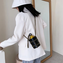 Women Water Bottle Pouch Totes Chain Shoulder Bag Bike Mini Bag Purse