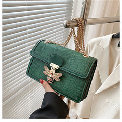Women's Bee Decorated PU Leather Shoulder Crossbody Bag