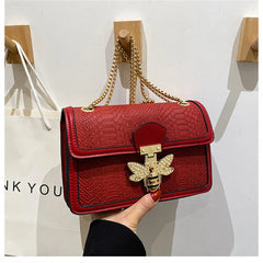 Women's Bee Decorated PU Leather Shoulder Crossbody Bag