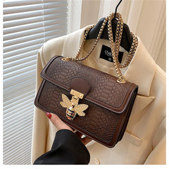 Women's Bee Decorated PU Leather Shoulder Crossbody Bag