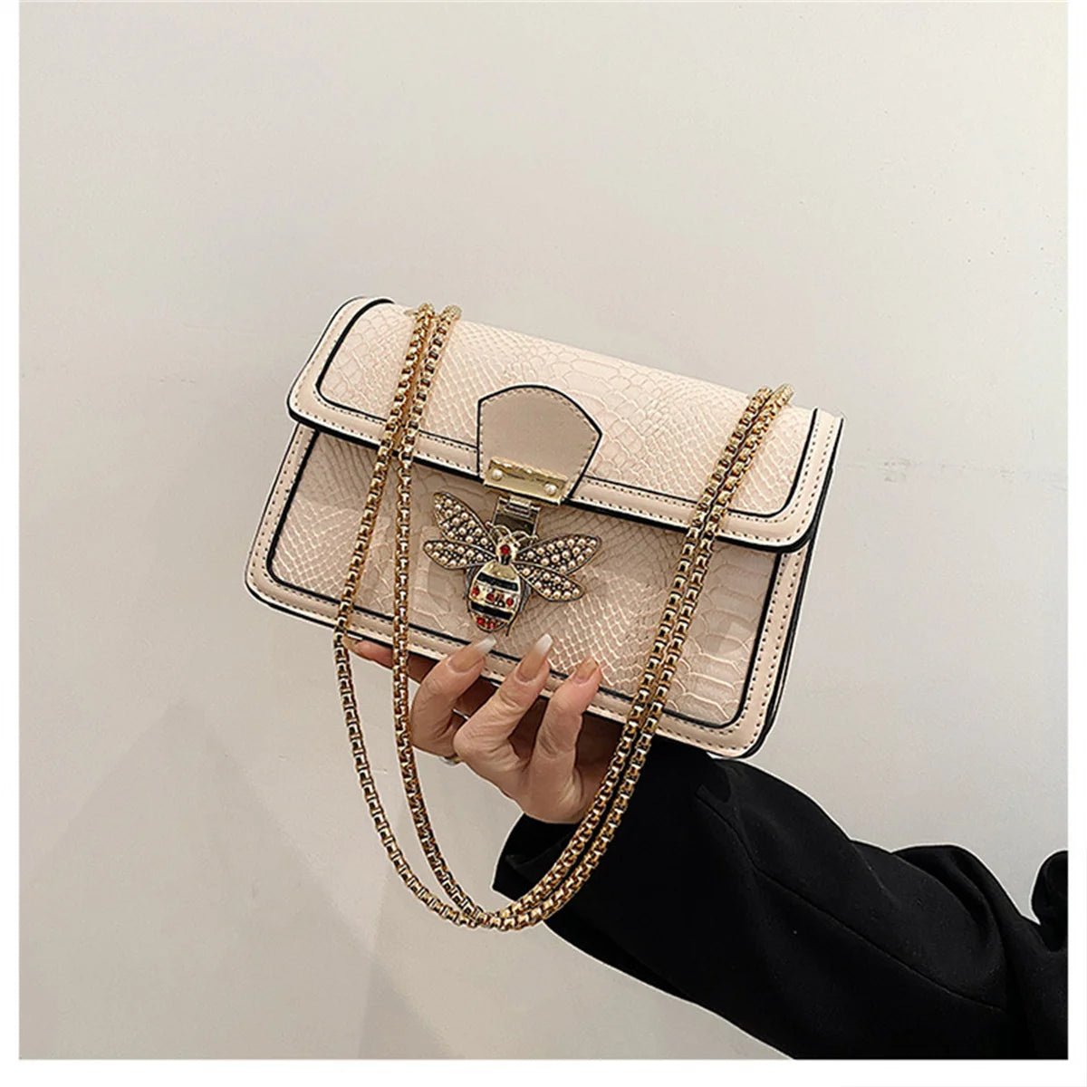 Women's Bee Decorated PU Leather Shoulder Crossbody Bag