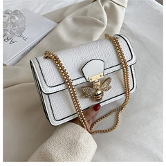 Women's Bee Decorated PU Leather Shoulder Crossbody Bag