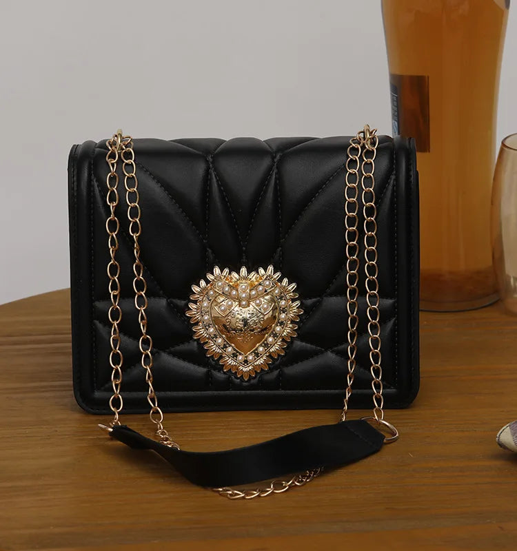 Heart Shoulder Bag Retro Square Female Bag Crossbody Bags for Women