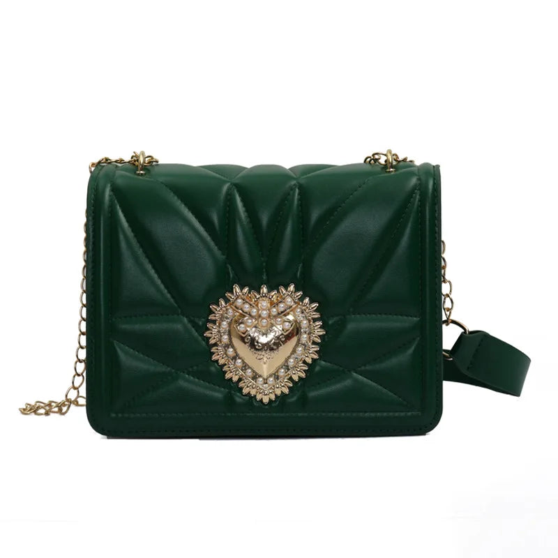 Heart Shoulder Bag Retro Square Female Bag Crossbody Bags for Women
