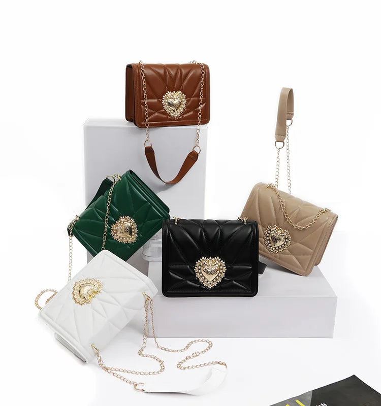 Heart Shoulder Bag Retro Square Female Bag Crossbody Bags for Women