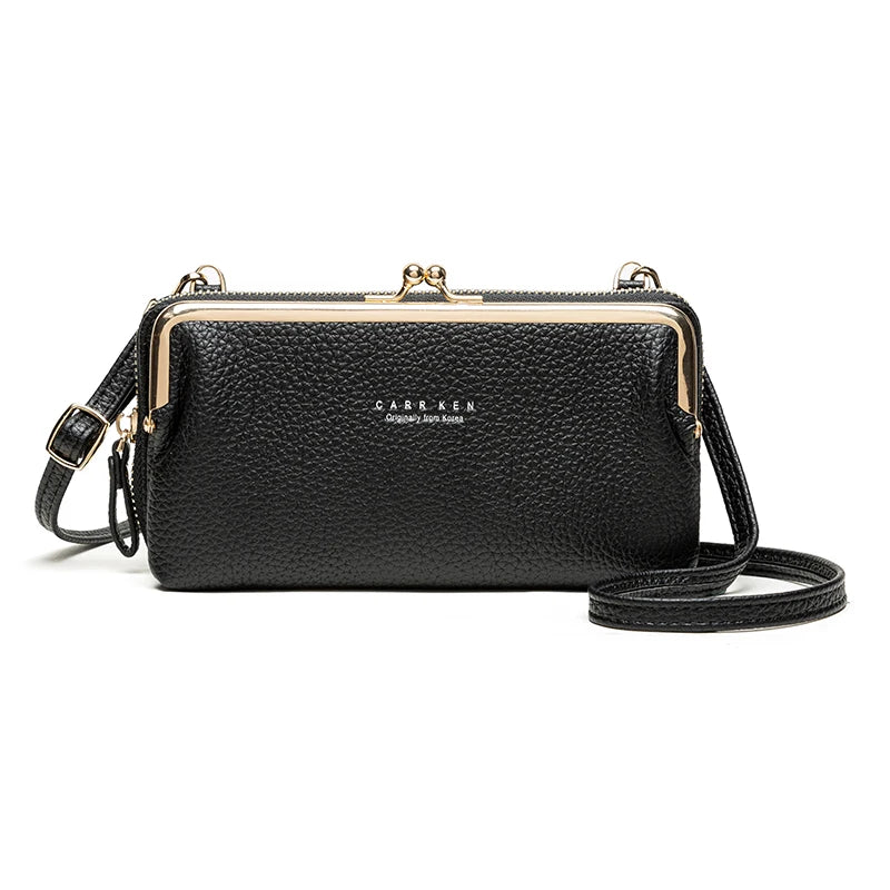 Women's Soft Leather Crossbody Bag Small Cell Phone Wallet Shoulder Messenger