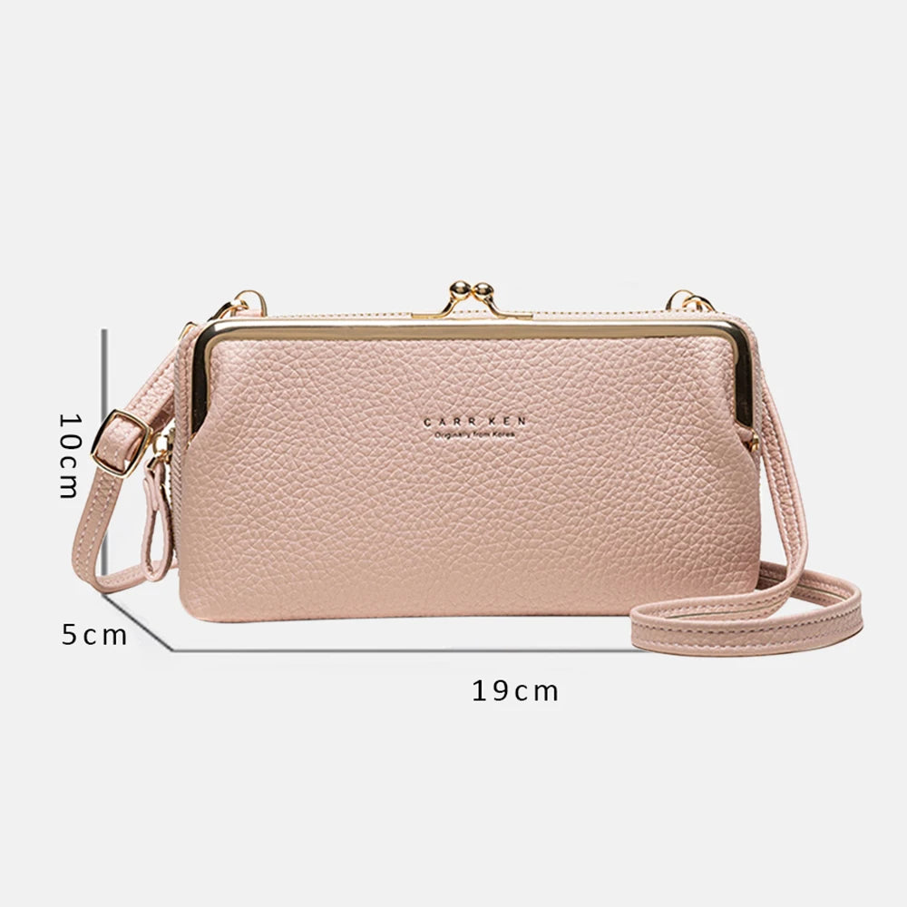 Women's Soft Leather Crossbody Bag Small Cell Phone Wallet Shoulder Messenger