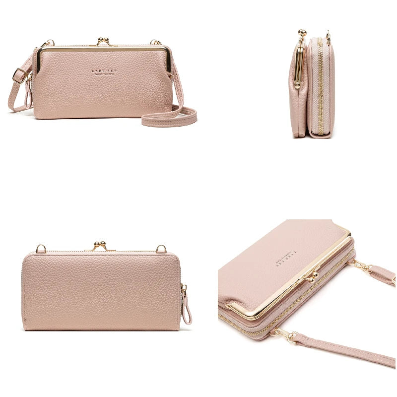 Women's Soft Leather Crossbody Bag Small Cell Phone Wallet Shoulder Messenger