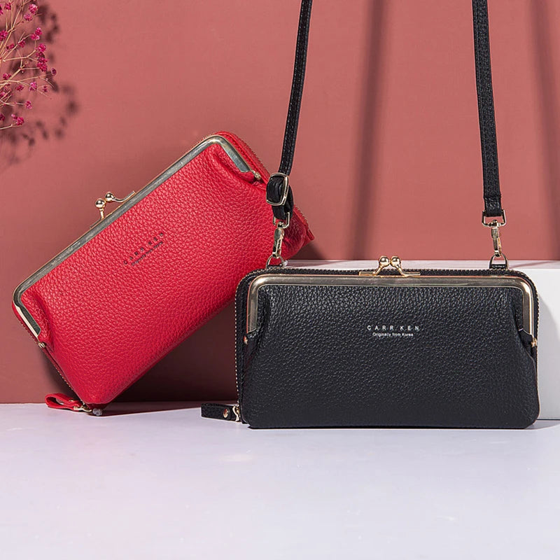Women's Soft Leather Crossbody Bag Small Cell Phone Wallet Shoulder Messenger