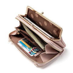Women's Soft Leather Crossbody Bag Small Cell Phone Wallet Shoulder Messenger