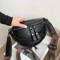 Women's Fanny Pack Retro Waist Bag with Thick Chain Shoulder Crossbody Chest Bag