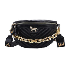 Women's Fanny Pack Retro Waist Bag with Thick Chain Shoulder Crossbody Chest Bag