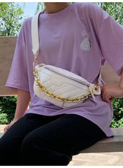 Women's Fanny Pack High Waist Bag Thick Chain Shoulder Crossbody Chest Bag