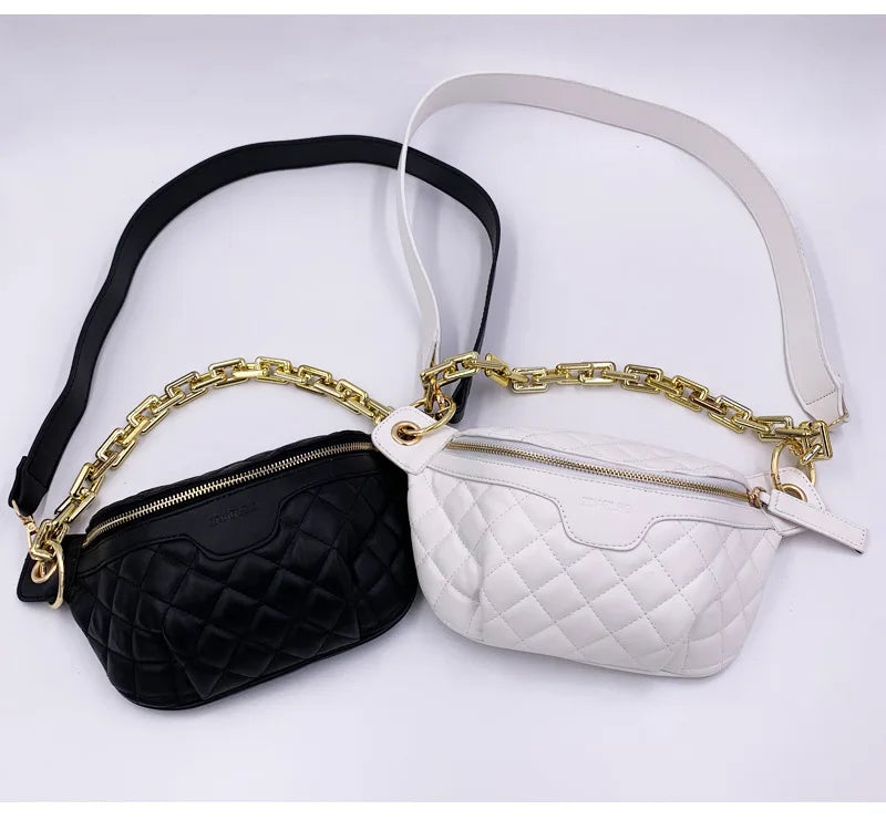 Women's Fanny Pack High Waist Bag Thick Chain Shoulder Crossbody Chest Bag