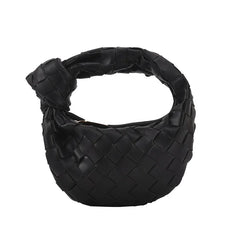 Woven Leather Zipper Clutch Bag for Women Soft Hobo Tote Handbag