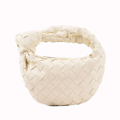Woven Leather Zipper Clutch Bag for Women Soft Hobo Tote Handbag