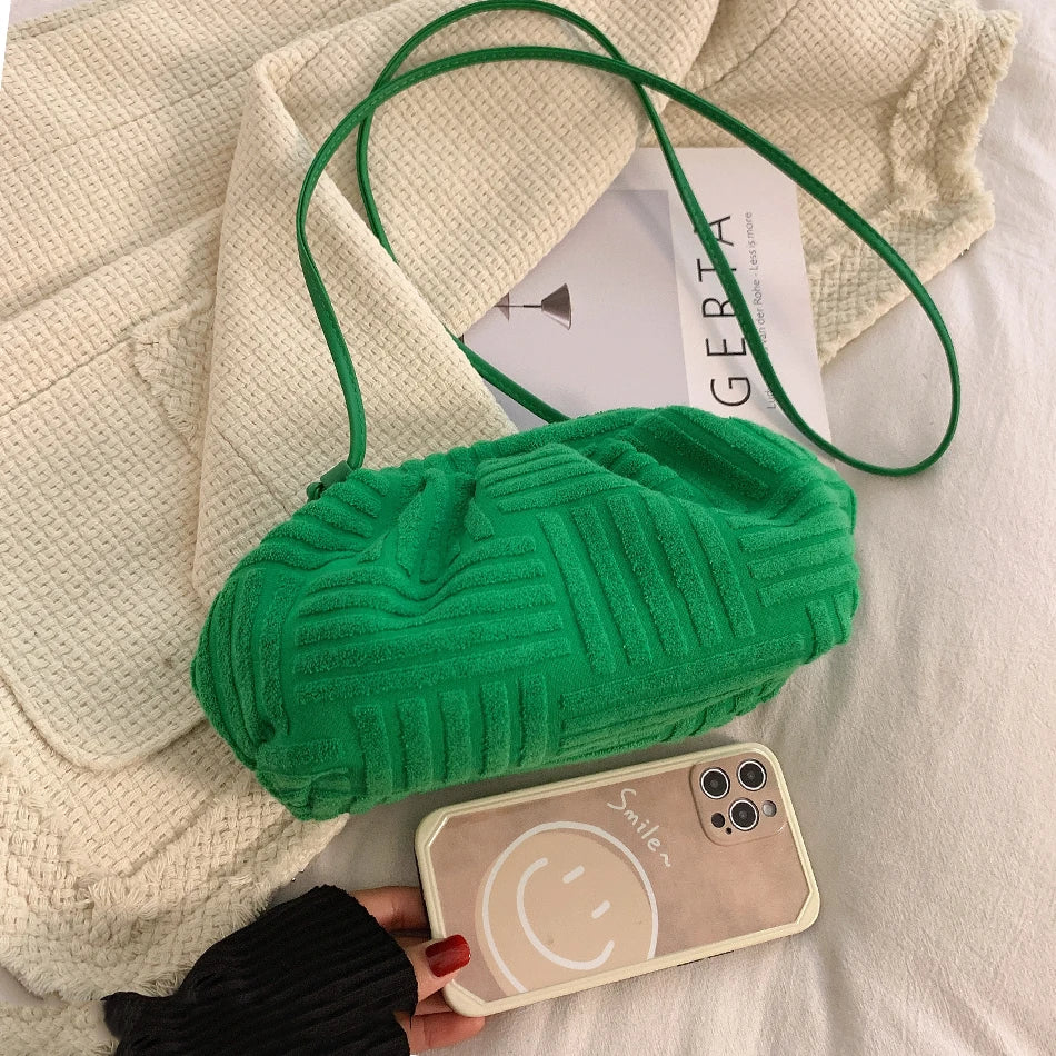 Women's Striped Shoulder Messenger Bag Soft Cotton Fabric Travel Purse Handbag
