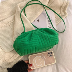 Women's Striped Shoulder Messenger Bag Soft Cotton Fabric Travel Purse Handbag
