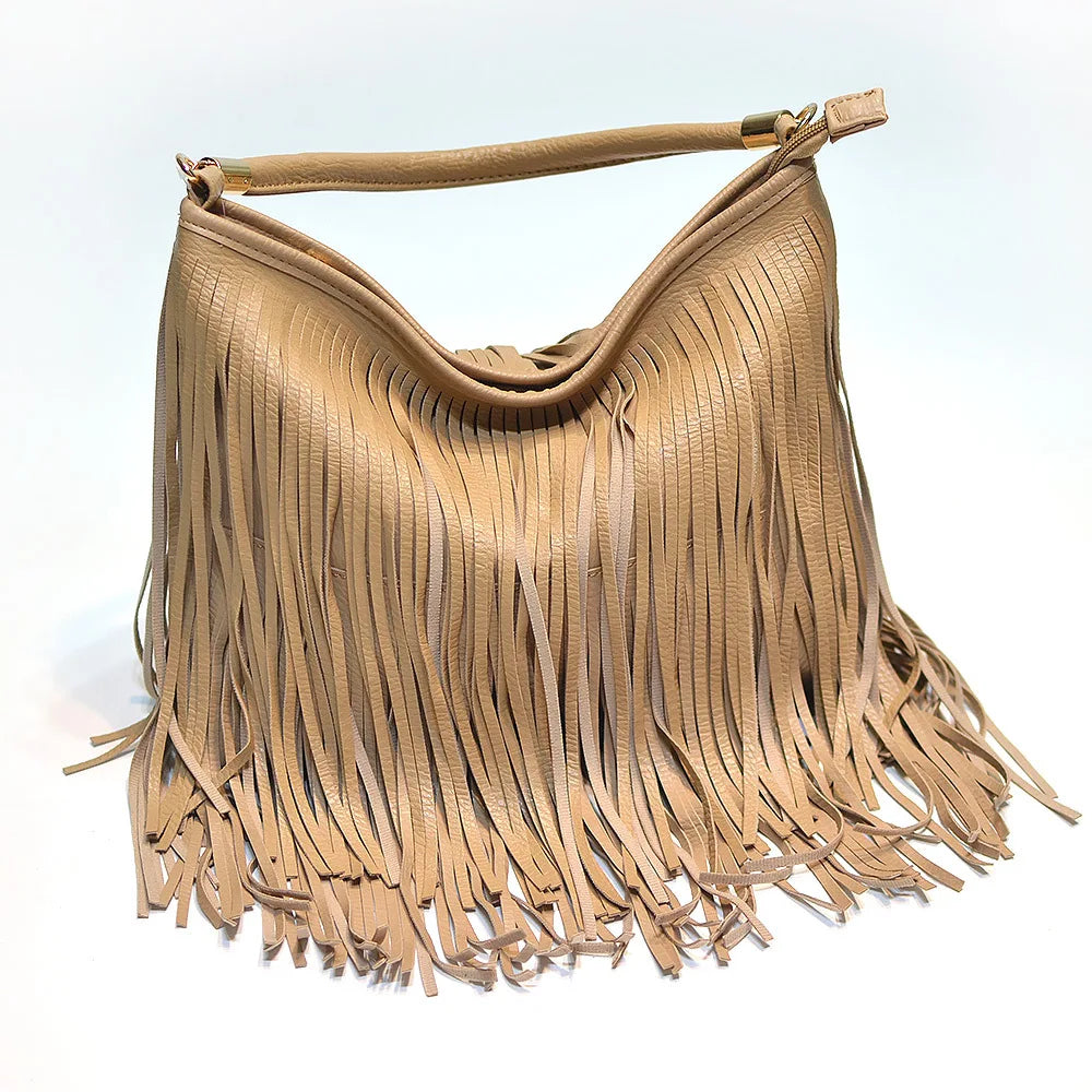 Vintage Bohemian Fringe Messenger Crossbody Bag Purse Tassel Handbag
