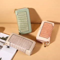 Crocodile Pattern Double Zipper Women's Clutch Bag