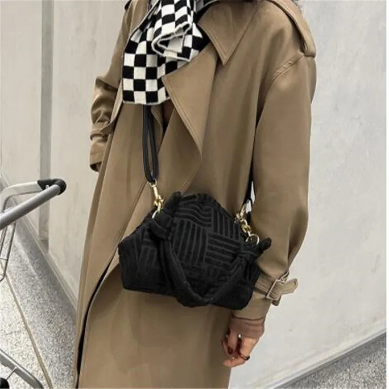 Plush Triangle Clip Handbag for Women