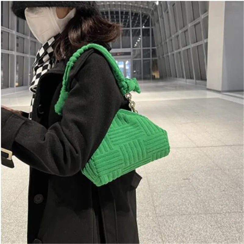 Plush Triangle Clip Handbag for Women