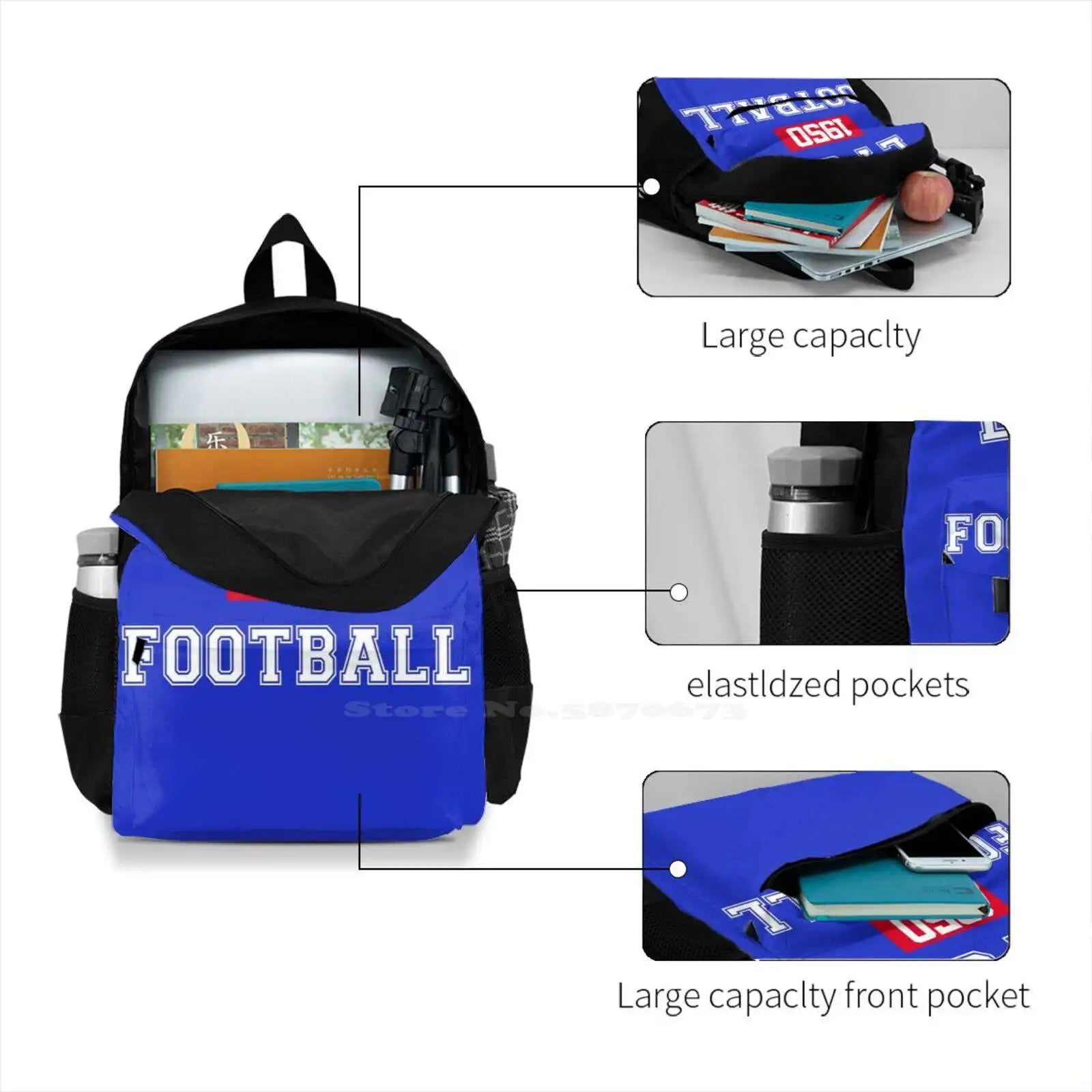 Lyon Football Athletic College Style 1 Laptop Backpack Bag