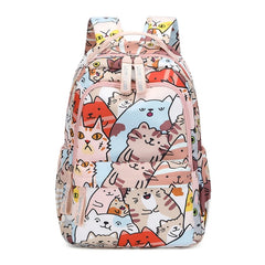 CAT Print School Backpack Teen Girls Shoulder Bag Student Pocket Daypack
