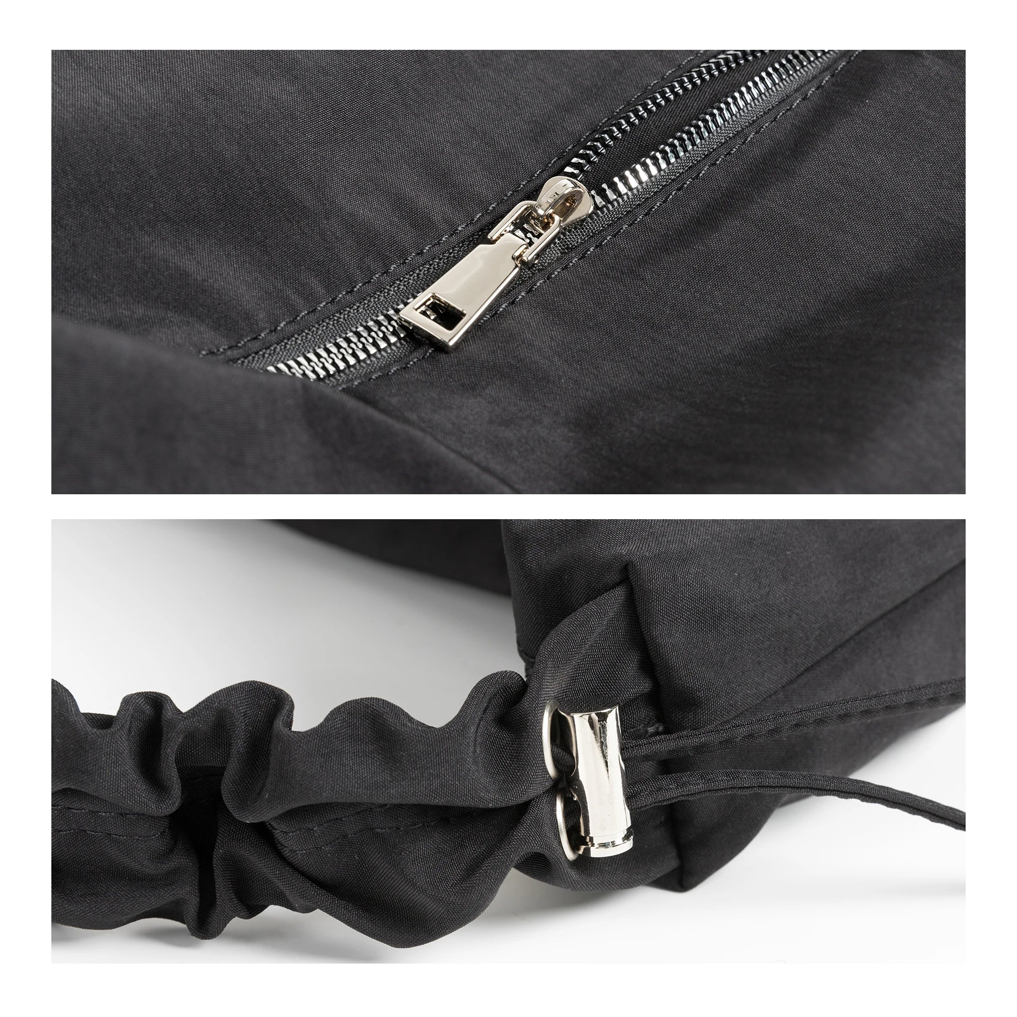 Adjustable Ruched Handle Women Underarm Shoulder Bag Soft Nylon Hobo Purse