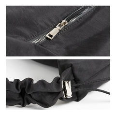 Adjustable Ruched Handle Women Underarm Shoulder Bag Soft Nylon Hobo Purse