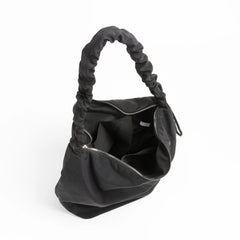 Adjustable Ruched Handle Women Underarm Shoulder Bag Soft Nylon Hobo Purse